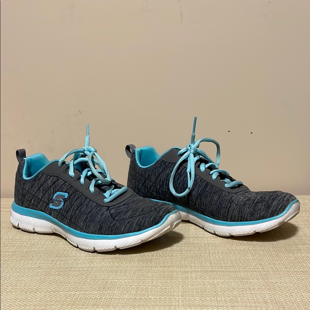 Skechers Black and Blue Sneakers with Athletic Knit Mesh